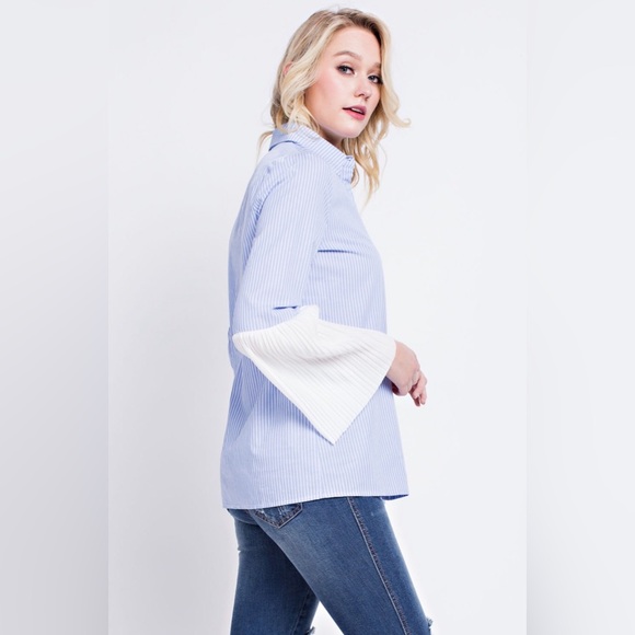 Light blue and white pinstripe button up - Picture 2 of 8